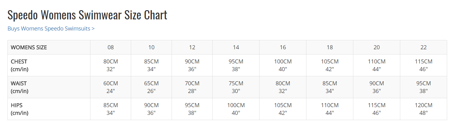 speedo size 10